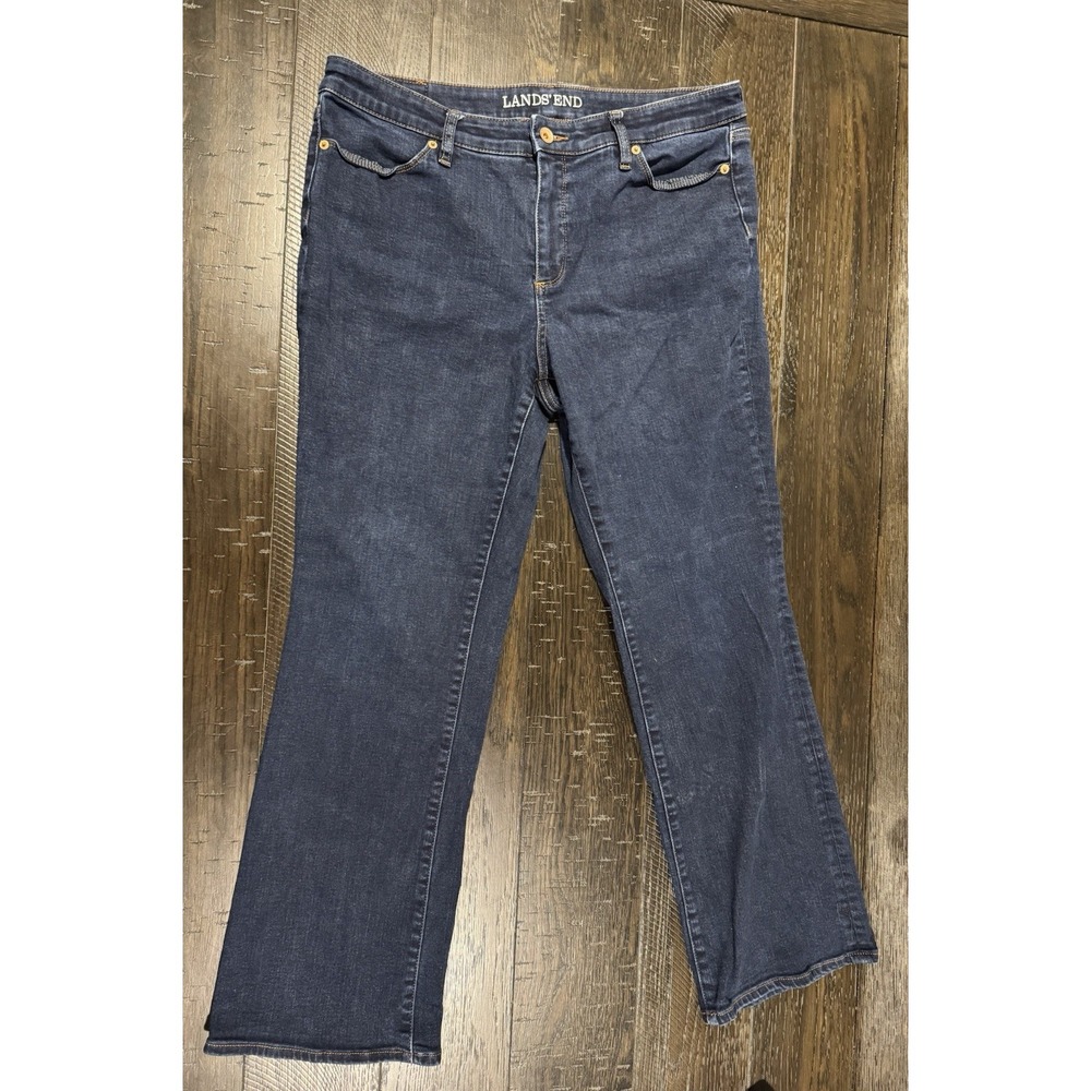 Lands End Womens Blue Jeans Size 16 Straight Cut Bootcut